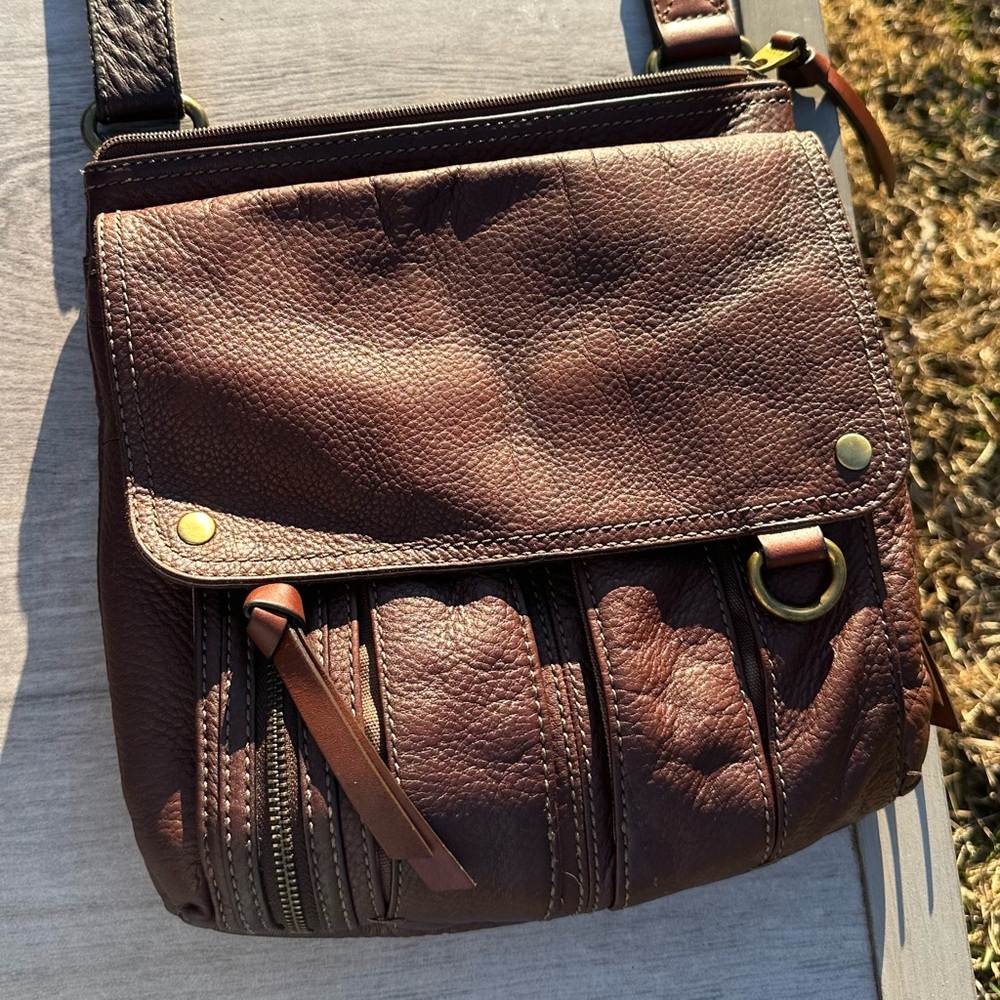 Fossil Brown Leather Crossbody Bag